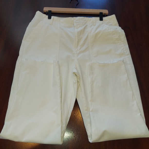 Banana Republic White Girlfriend Authentic Chino Pant Raw Hem Sz 12 - Picture 14 of 17